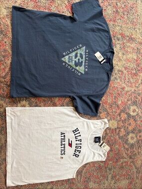 Tommy Hilfiger Navy Graphic Tee & White Athletic Tank